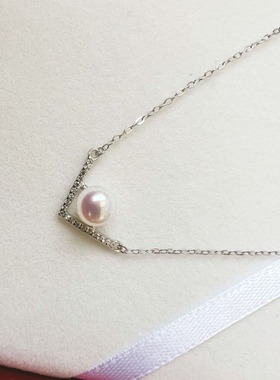 浪漫之约丨S925纯银天然极强光6A淡水珍珠锁骨V型项链小众轻奢