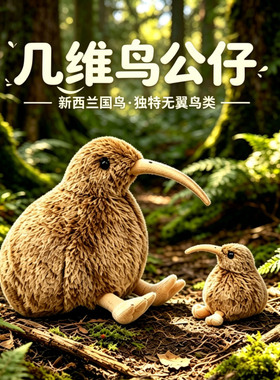 跨境可爱仿真新西兰国鸟几维鸟kiwi奇异无翼毛绒玩具玩偶公仔礼物