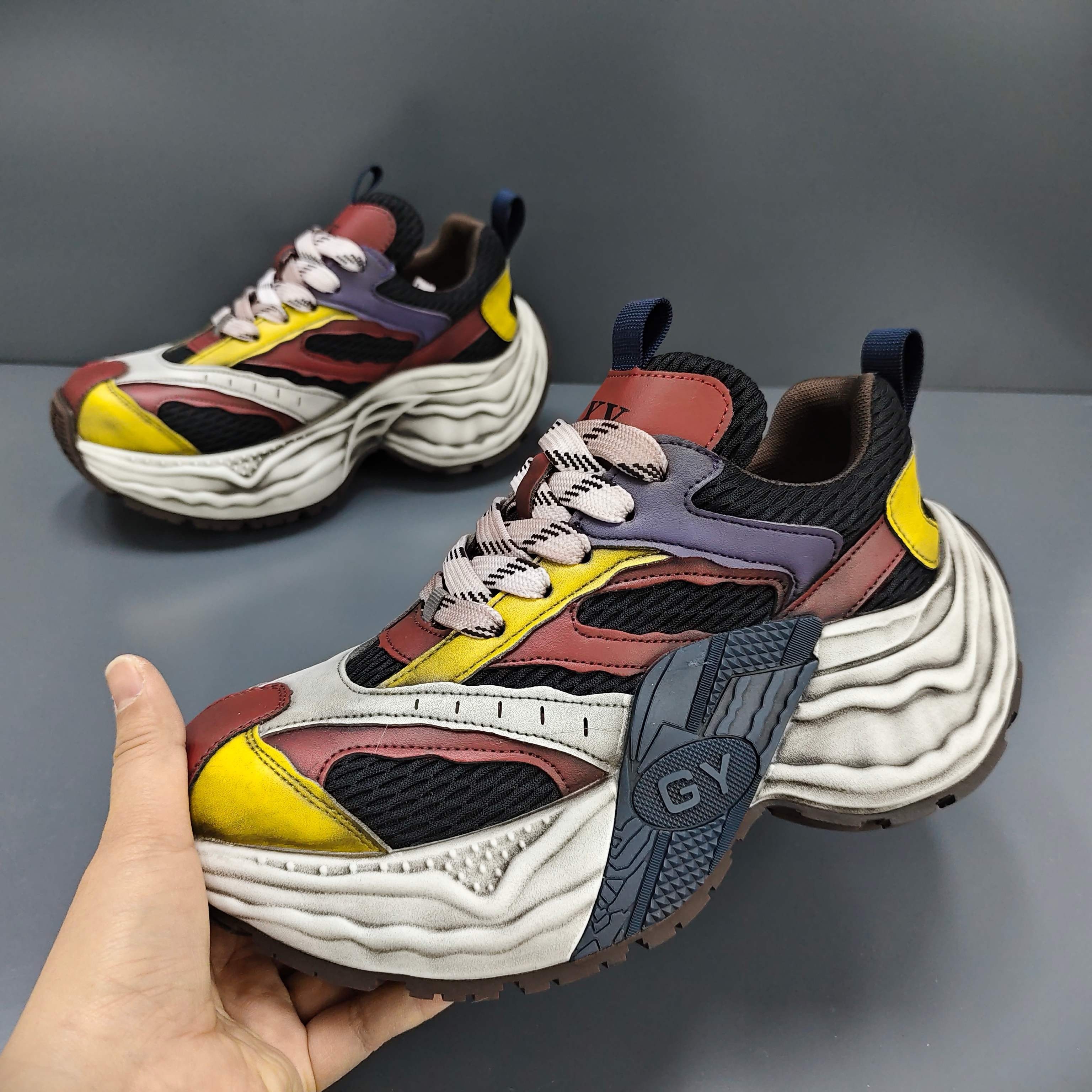 海丽男鞋春季厚底增高休闲鞋舒适透气不臭脚轻奢牛皮个性潮老爹鞋,流行男鞋,老爹鞋,淘宝优惠券,粉丝福利购,淘宝优惠卷