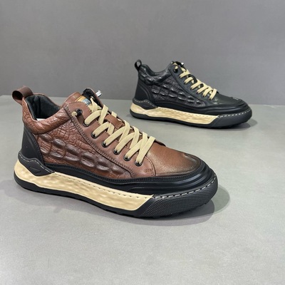 海丽男鞋秋冬厚底增高高帮鞋加绒