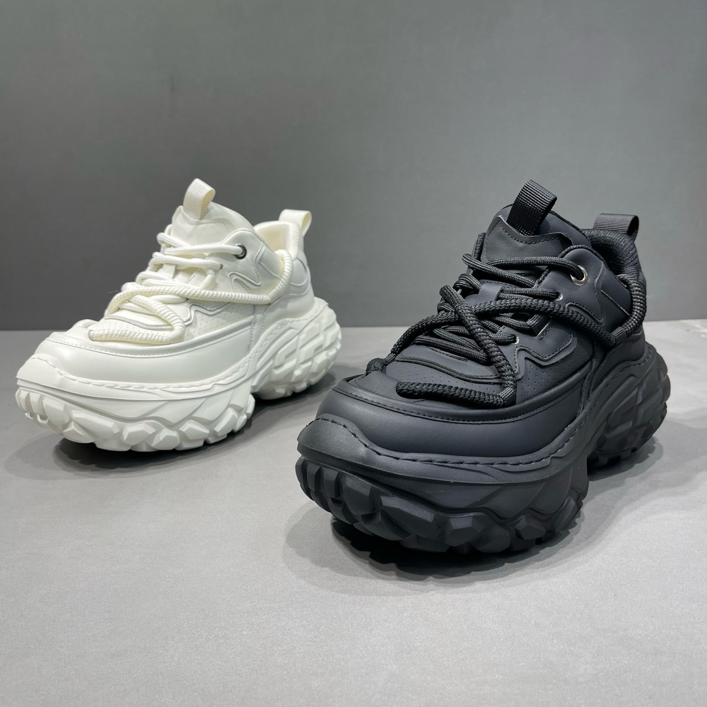 海丽男鞋秋冬轻奢牛皮增高老爹鞋