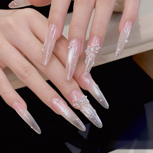 【Lilynail云珠序】手工穿戴甲中长款高级感美甲贴片新娘拍婚纱照