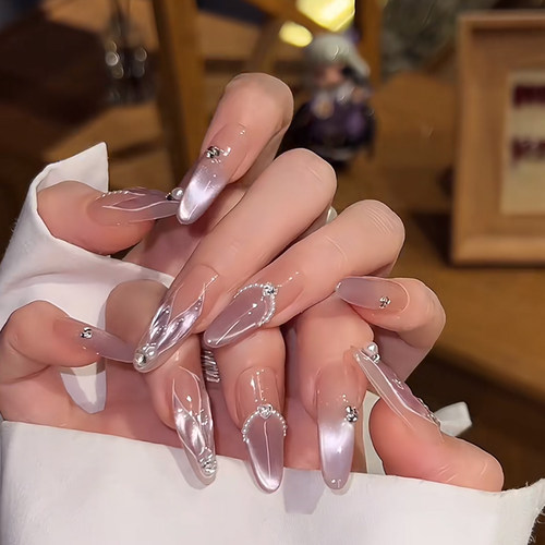 Lilynail索菲亚人鱼尾紫色猫眼手工穿戴甲2026新款指甲贴片中长款