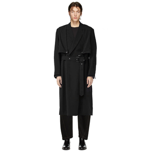 YOJI OOAK WOOL LONG COAT羊毛翻领两件式廓形中长款风衣防风外套