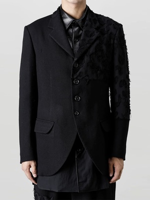 YOJI OOAK 设计感男士拼接单排扣西装夹克特殊加工豹纹风上衣