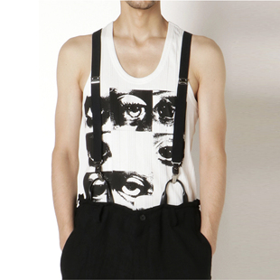 YOJI OOAK眼睛印花纯棉坦克大背心白色原创设计男士大爷圆领汗衫