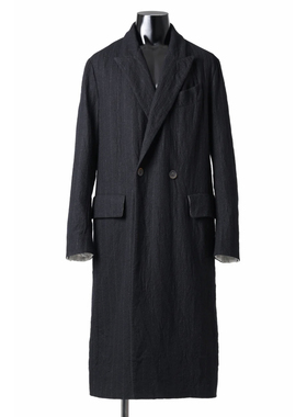 YOJI OOAK 黑色中长款双排一粒扣长袖西装领羊毛大衣时尚外套上衣