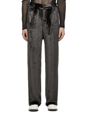 YOJI OOAK 黑色丝绒休闲裤直筒裤舒适百搭高街潮垂感宽松裤子暗黑