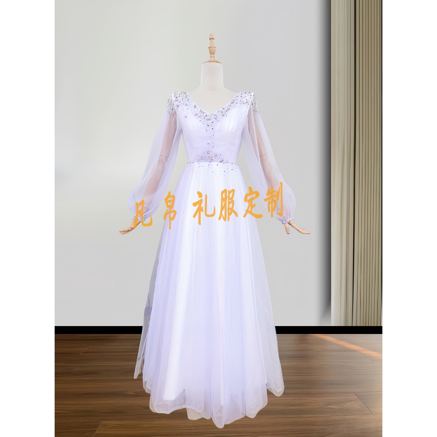凡帛实拍紫色学生独唱舞台演出服民歌音乐会定制舞台演出礼服