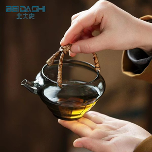 北大史藤编提梁公道杯耐热分茶器加厚玻璃过滤创意个性龙井绿茶壶