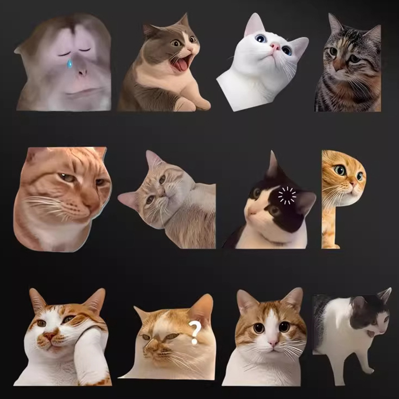 可爱搞笑迷子宠物车因MEME猫猫贴笔记本多用防水贴纸咪惊讶表情猴