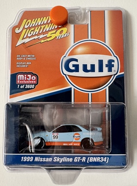 1:64 乔尼闪电 1999尼桑GTR BNR34 海湾石油GULF 合金车模