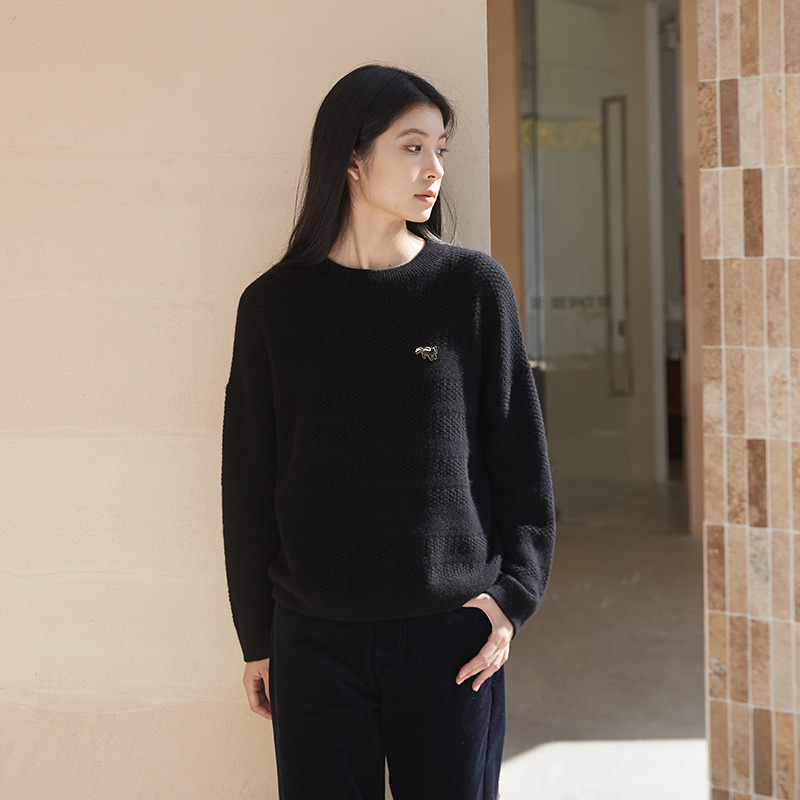 廓形桂花针平针结构感羊绒套头衫