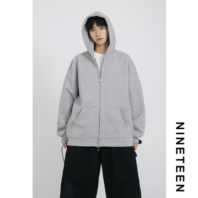 简约纯色开衫卫衣情侣外套