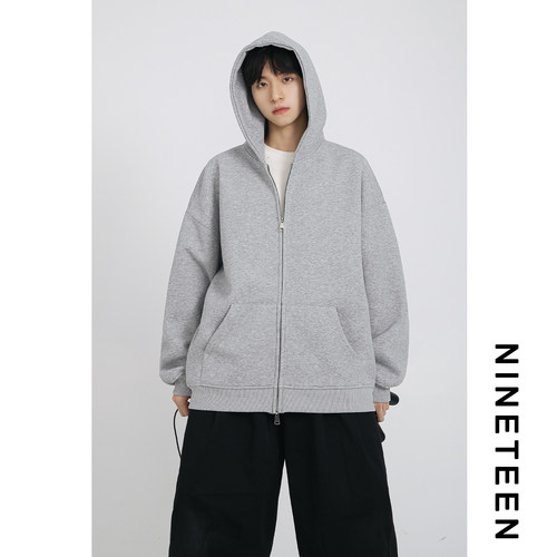 简约纯色开衫卫衣情侣外套