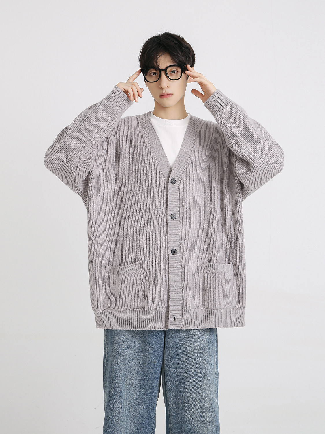 19 가을|기본 다용도 카디건 스웨터 V 넥 루즈 스웨터 재킷 학생 일본 복고풍 남성과 여성