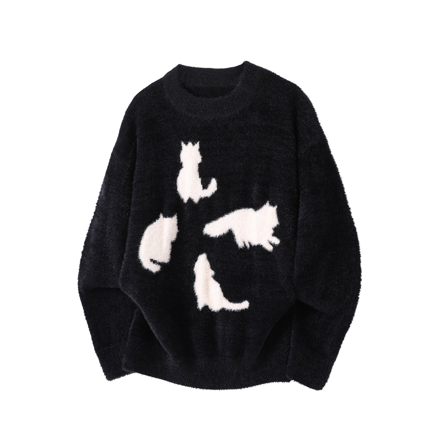 NineteenAutumn卡通猫咪毛衣男女同款美式潮牌针织衫慵懒情侣上衣,男装,针织衫/毛衣,淘宝优惠券,粉丝福利购,淘宝优惠卷