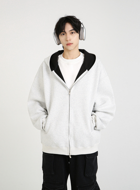 NineteenAutumn 情侣外套重磅宽松连帽开衫卫衣美式高街外套男女