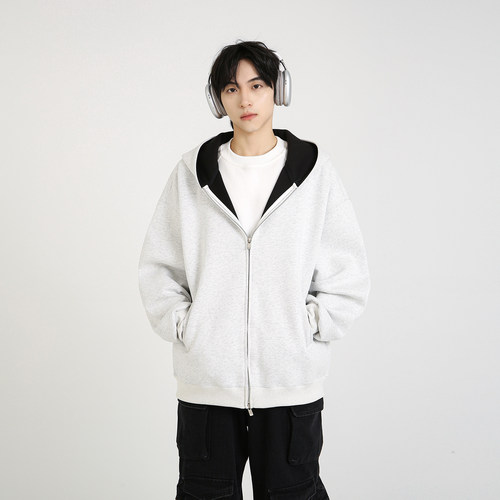 NineteenAutumn 情侣外套重磅宽松连帽开衫卫衣美式高街外套男女