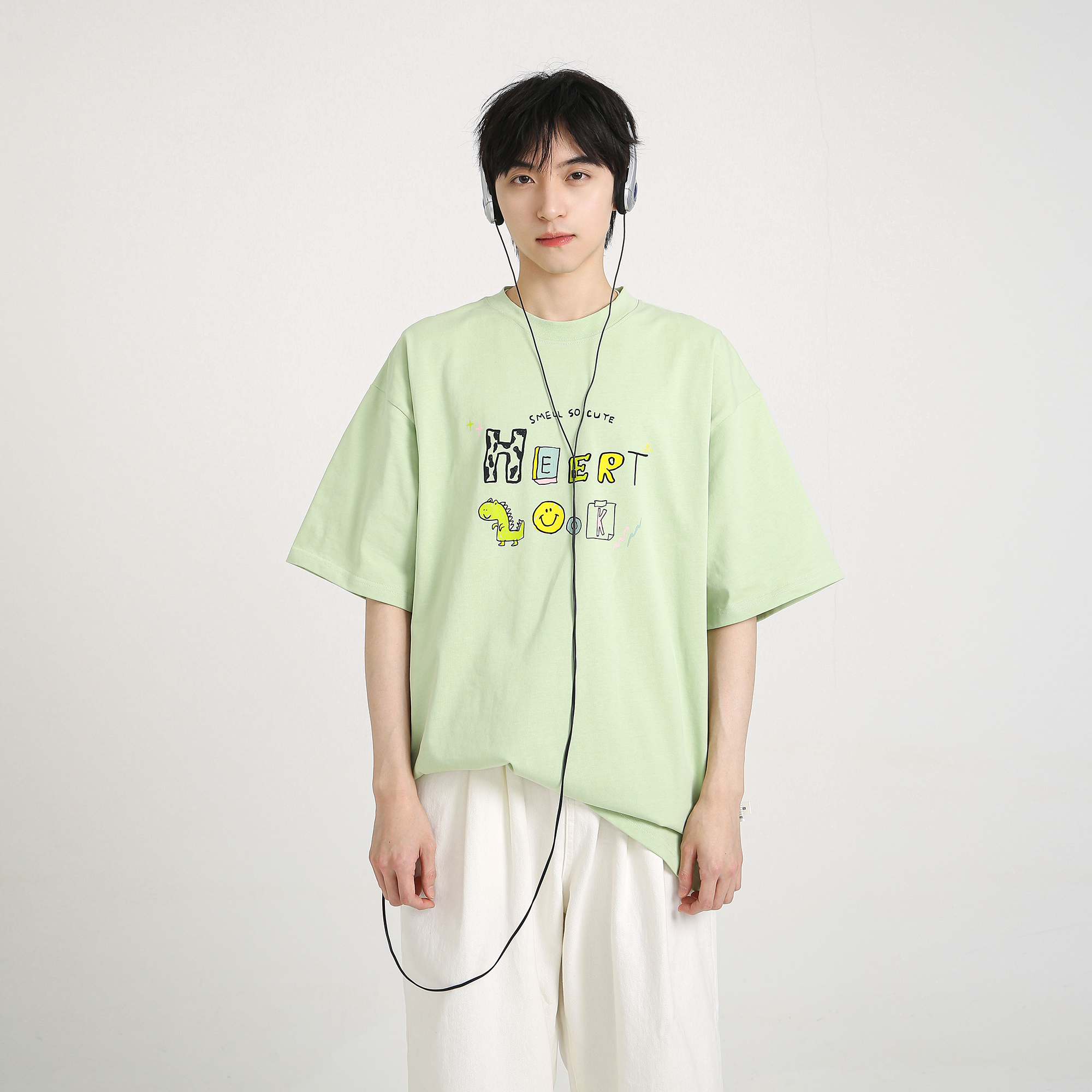 NineteenAutumn 2025新款美式潮牌宽松短袖T恤发泡印花学生半袖男