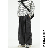 2025新款 做旧水洗港风牛仔阔腿裤 宽松工装 十九秋 休闲长裤 男生潮