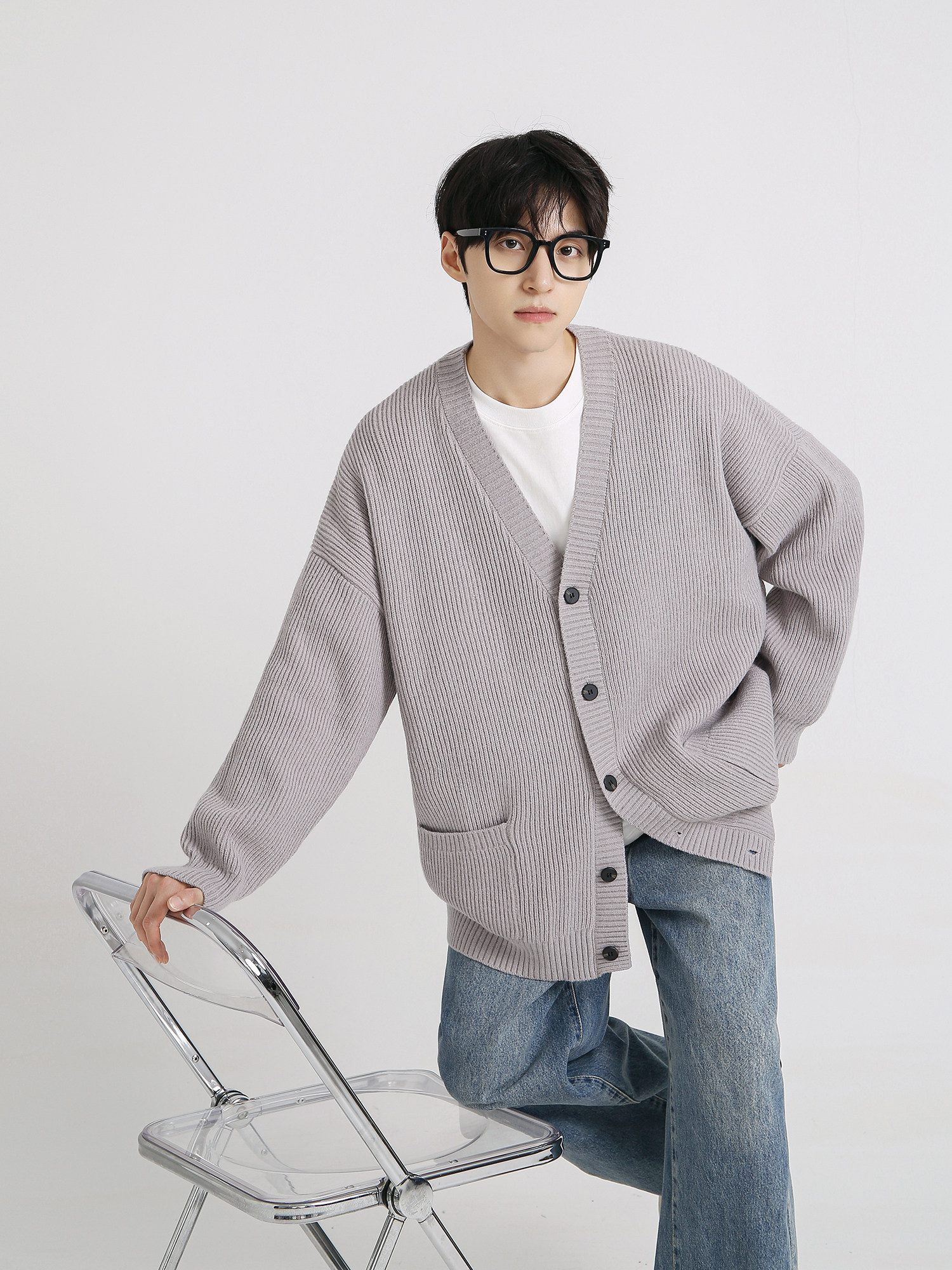 19 가을|기본 다용도 카디건 스웨터 V 넥 루즈 스웨터 재킷 학생 일본 복고풍 남성과 여성