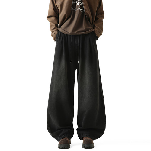 NineteenAutumn 潮牌美式松弛感裤子宽松直筒阔腿裤牛仔裤男