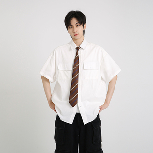 口袋設計短袖 NineteenAutumn 學生工裝 襯衫 夏季 日系百搭男生襯衣