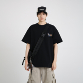 T恤半袖 十九秋 潮牌可爱腊肠狗印花男女同款 宽松短袖 2025夏季 新款