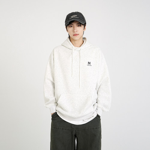 NineteenAutumn 男生美式基础款学生连帽卫衣宽松套头衫上衣外套