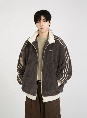 NineteenAutumn美式慵懒风棉衣立领加厚保暖学生情侣羊羔绒外套男