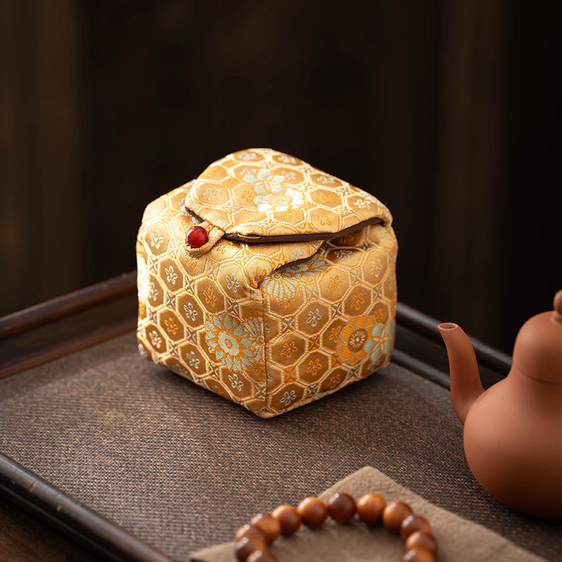 四方杯袋茶杯收纳包便携茶杯袋收纳包旅行茶道零配文玩首饰布包