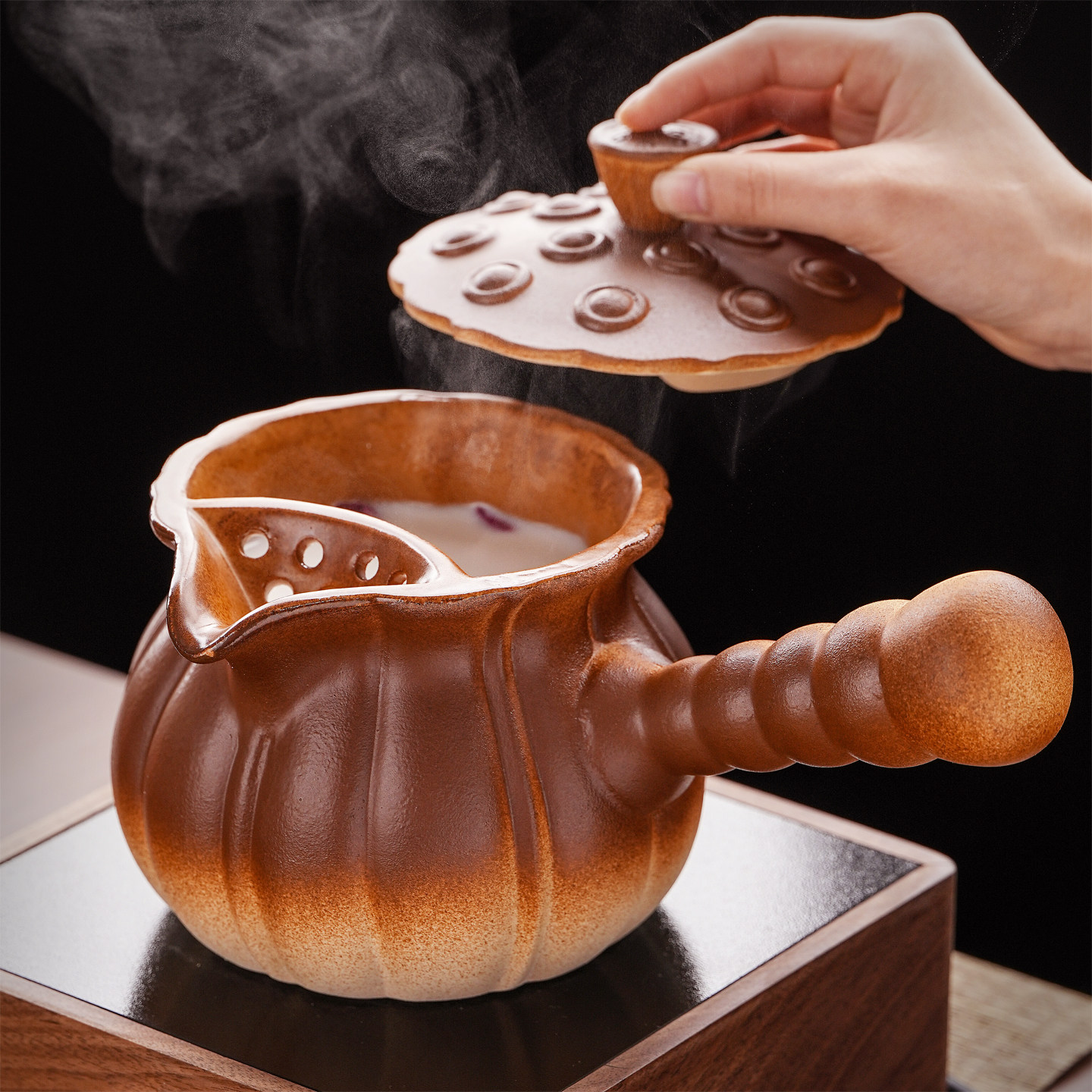 可干烧陶土罐罐壶围炉煮茶壶家用大容量煮奶茶烤奶炒茶带盖子陶罐