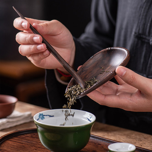 友尚黑檀木茶则茶勺茶夹套装
