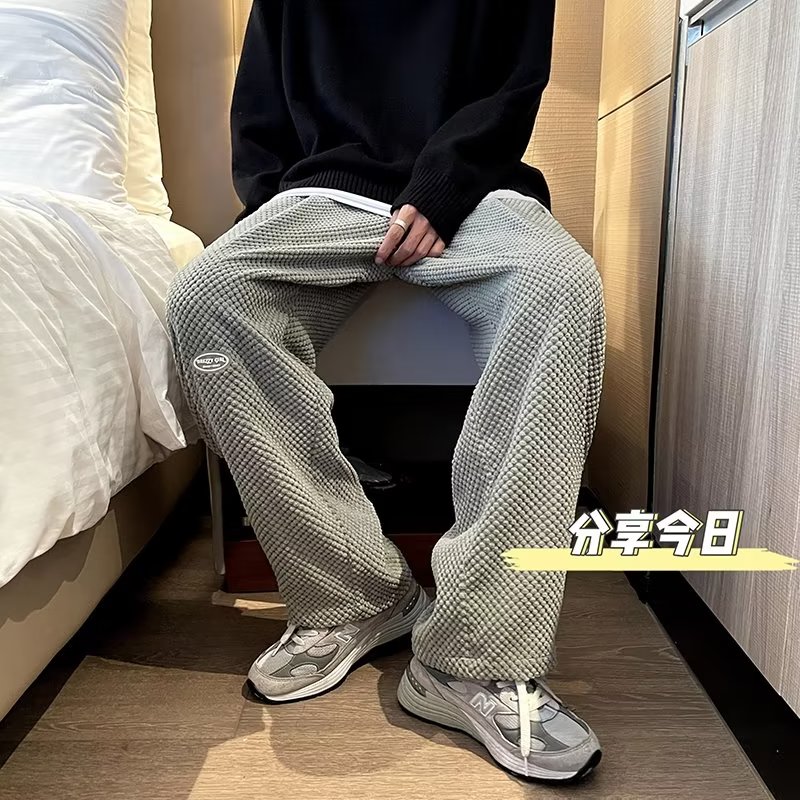 春秋直筒灯芯绒裤男垂感ins高街潮牌日系休闲宽松复古港风9分裤子图片