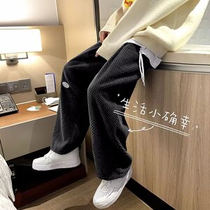 春秋直筒灯芯绒裤男垂感ins高街潮牌日系休闲宽松复古港风9分裤子图片