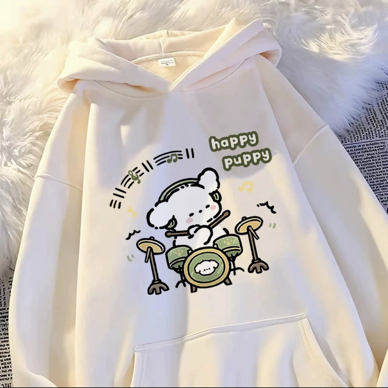 岚妹妹女童打鼓小狗单面印花套头连帽带兜春秋冬加厚宽松百搭卫衣,童装/婴儿装/亲子装,卫衣/绒衫,淘宝优惠券,粉丝福利购,淘宝优惠卷