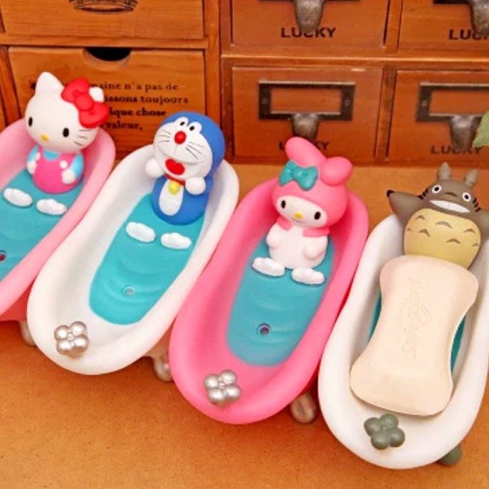时尚hellokitty浴缸皂盒创意卡通肥皂盒沥水塑料香皂盒浴室卫生间