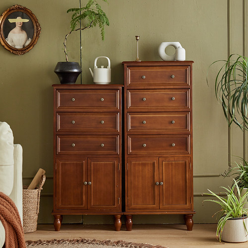 实木田园风置物柜卧室床头柜收纳