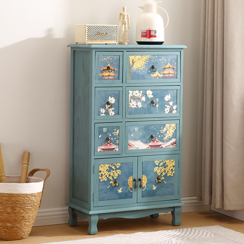 多功能实木地中海五斗柜阳台边柜