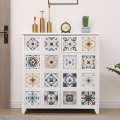 美式 柜储物客厅玄关柜入户带门边柜 实木收纳柜彩绘复古斗柜卧室鞋