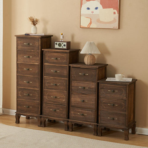 藤编储物边柜实木床头柜收纳柜子