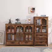 储物柜收纳斗柜欧式 复古实木餐边柜整装 酒柜美式 客厅展示柜玄关柜