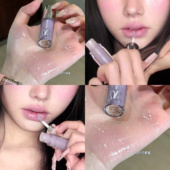 仙气透明紫 黑兔唇蜜高亮水光玻璃唇三克拉冷感紫AI07珠光叠图