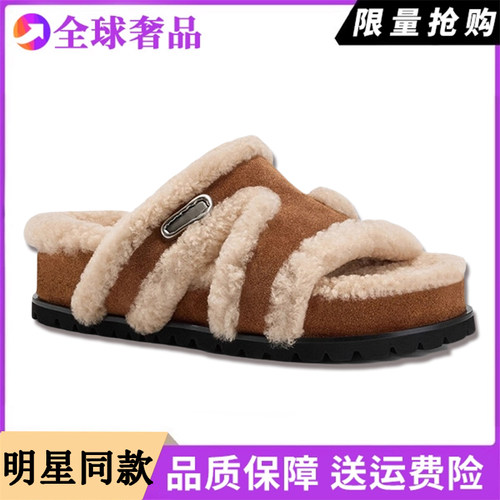 【章若楠同款】毛毛拖女款冬季新款厚底增高加绒保暖半拖勃肯鞋子