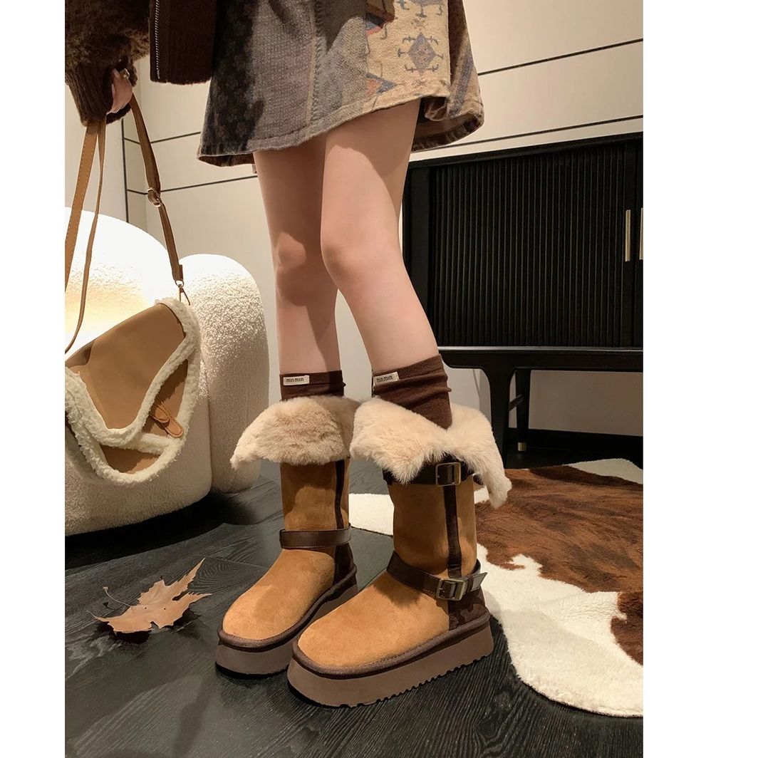 羊羔毛厚底雪地靴女冬季保暖