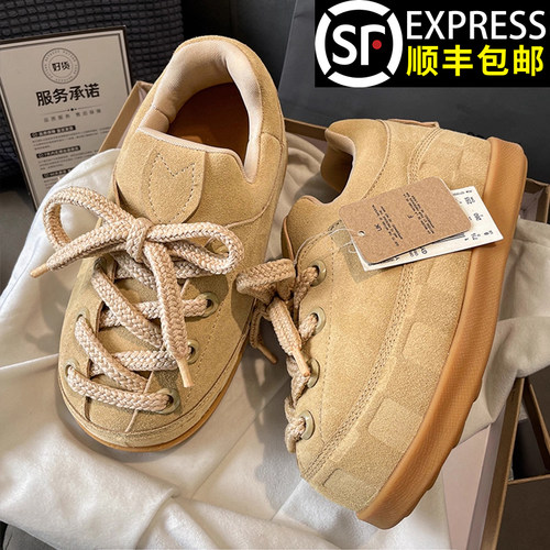 王嘉尔丑萌小胖丁面包鞋女百搭复古增高板鞋情侣休闲厚底大头鞋男