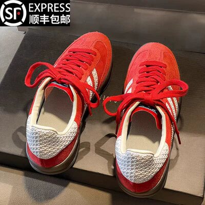 经典浦田红色德训阿甘鞋2026新款复古潮流时尚百搭情侣休闲板鞋潮