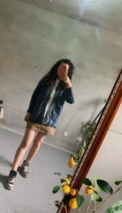 拼接纯棉毛衣 comme 女士弹力牛仔棉 家 外套