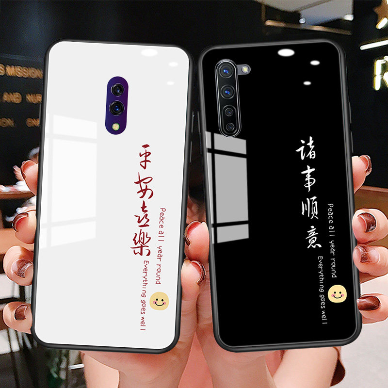 平安喜乐oppok7手机壳oppok7x玻璃保护套oppok5文字k1秀恩爱k3诸事